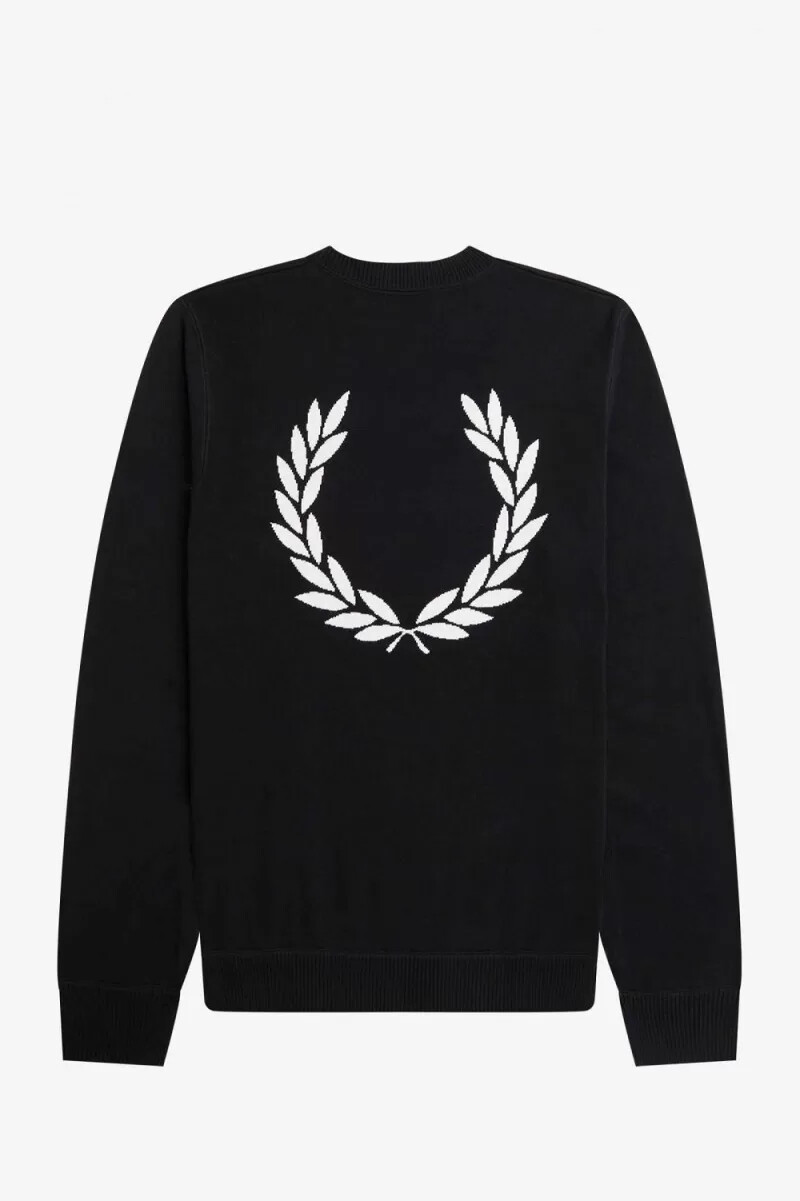fred perry graphic laurel wreath mens jumper black