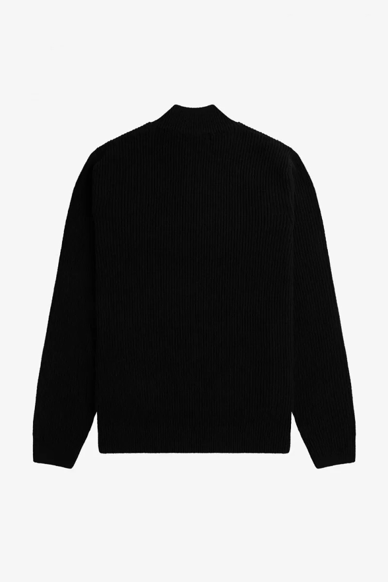 fred perry textured half zip mens jumper black