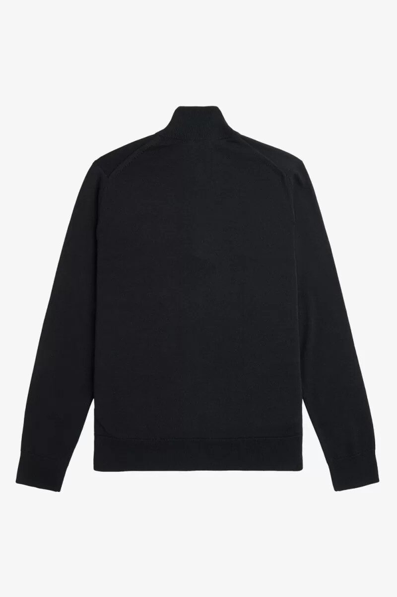 fred perry classic half zip mens jumper black