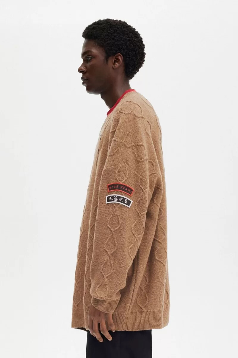 fred perry patch detail oversized mens jumper green