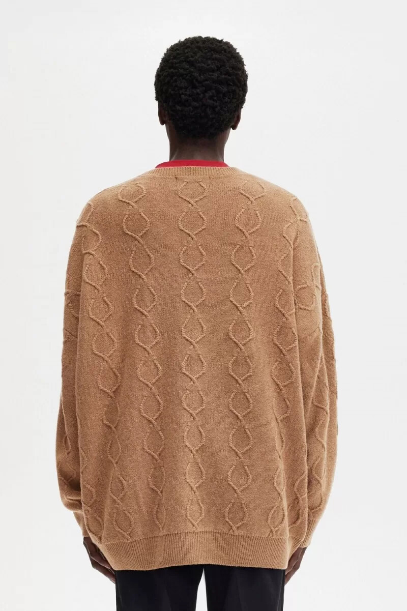 fred perry patch detail oversized mens jumper green
