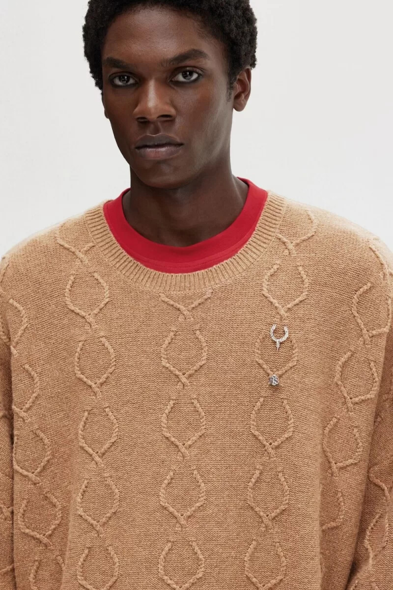 fred perry patch detail oversized mens jumper green