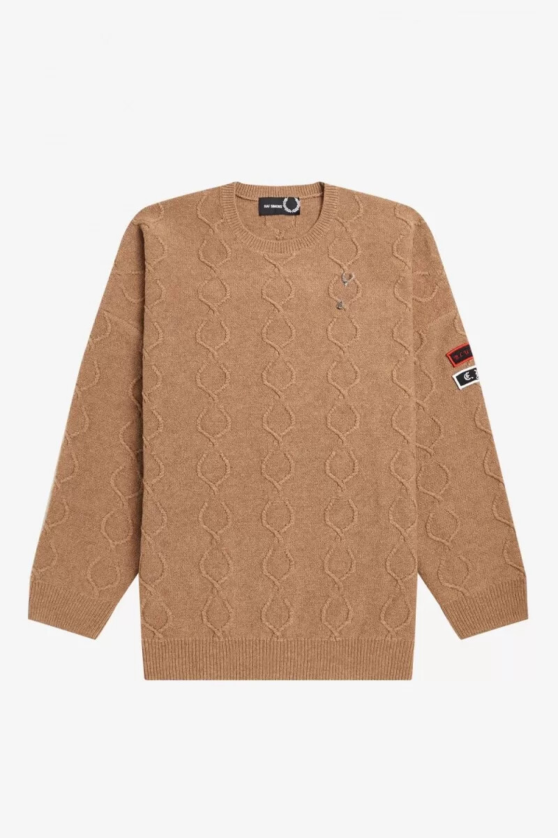 fred perry patch detail oversized mens jumper green