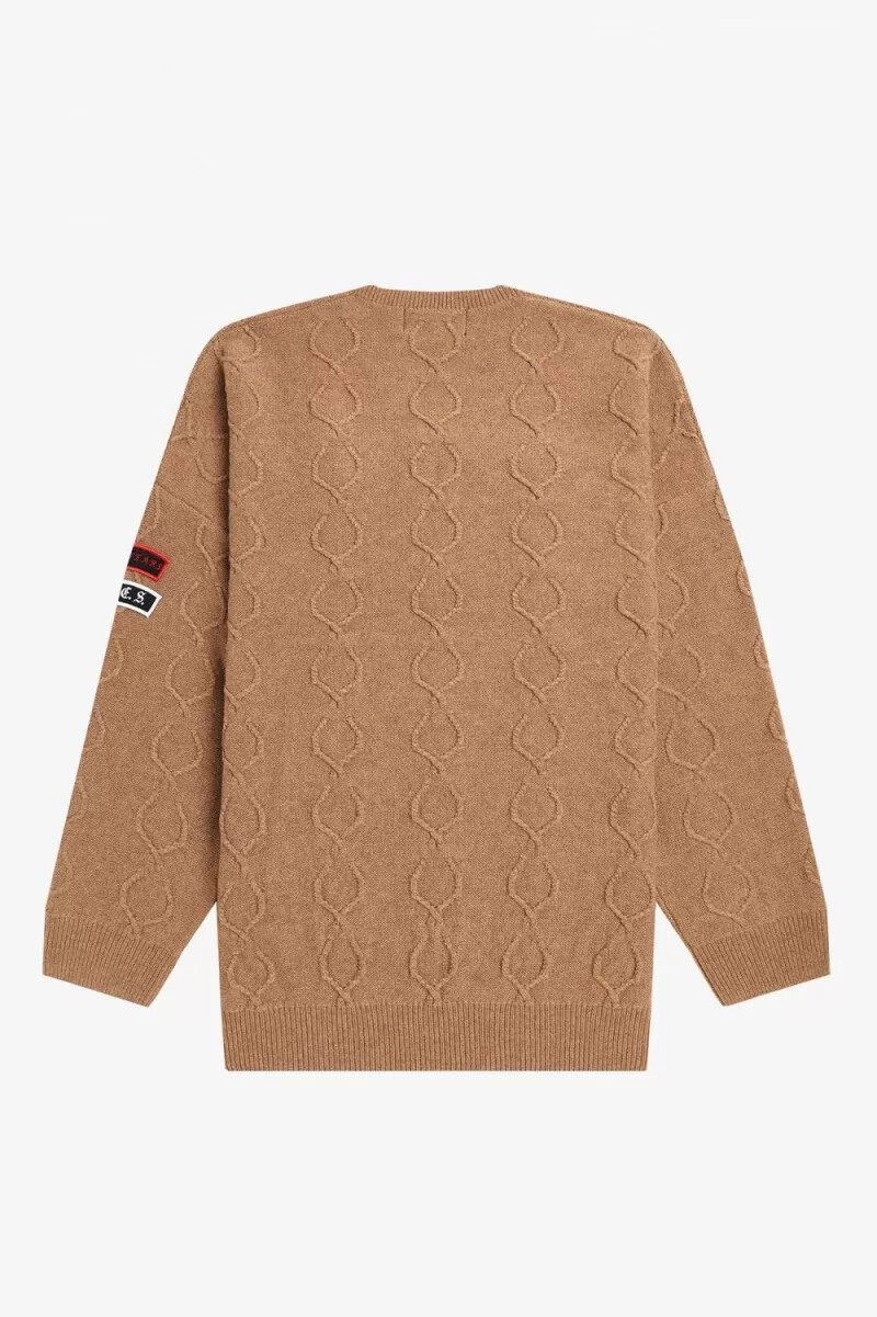 fred perry patch detail oversized mens jumper green