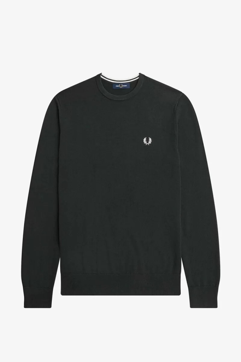 fred perry classic crew neck mens jumper night green