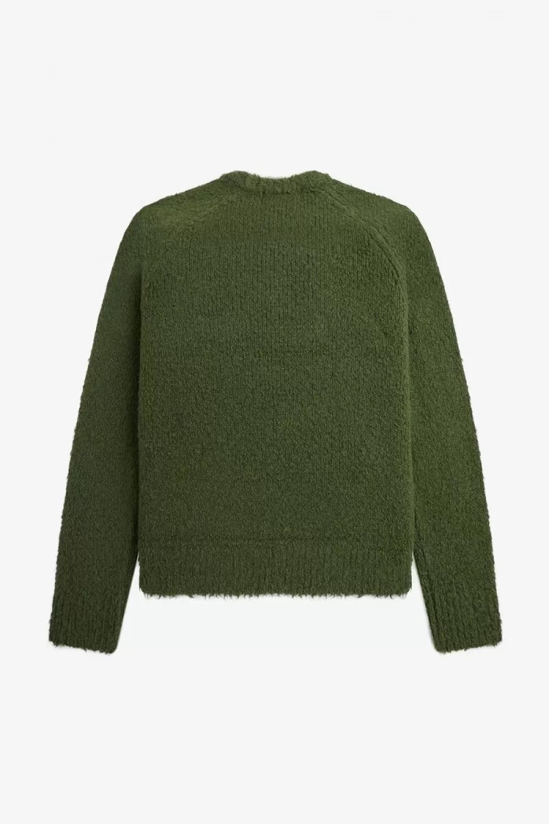 fred perry textured knitted mens jumper chive green