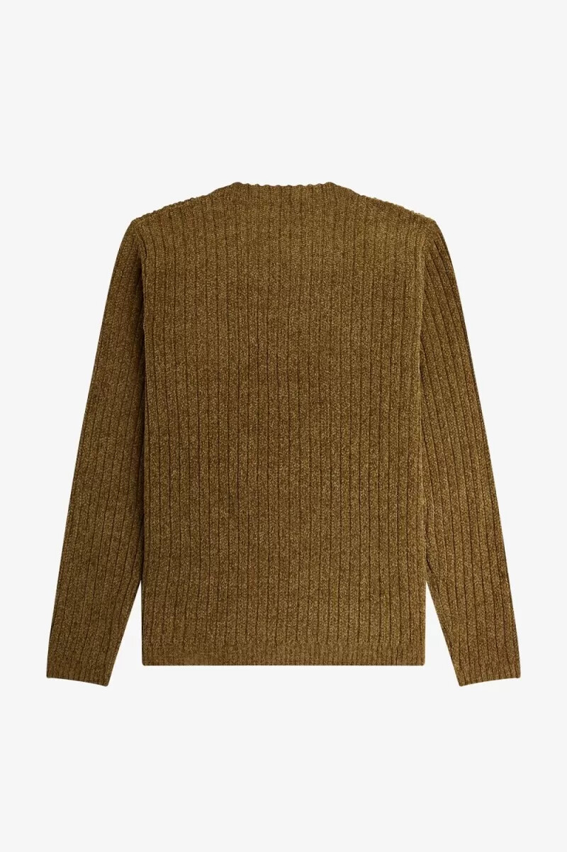 fred perry chenille rib mens jumper brown