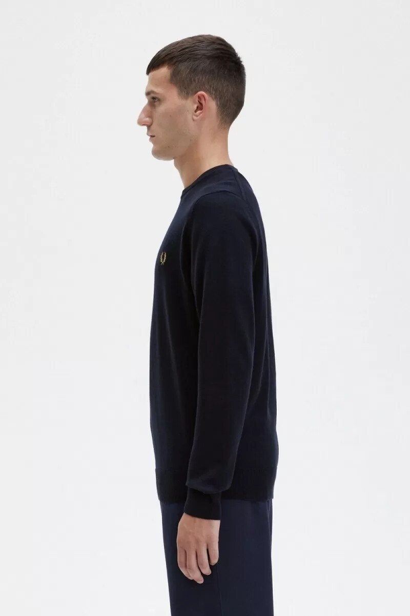 fred perry classic crew neck mens jumper navy