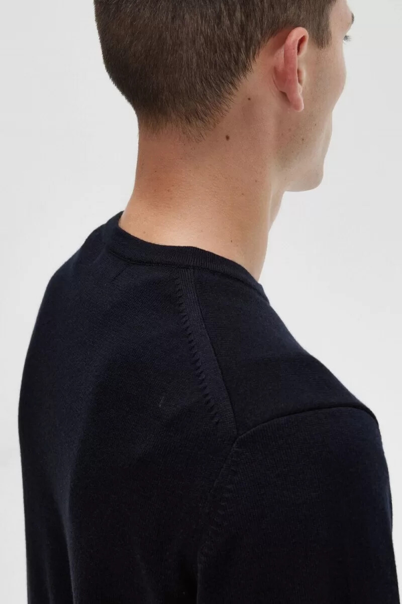 fred perry classic crew neck mens jumper navy