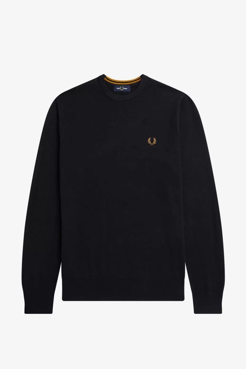 fred perry classic crew neck mens jumper navy