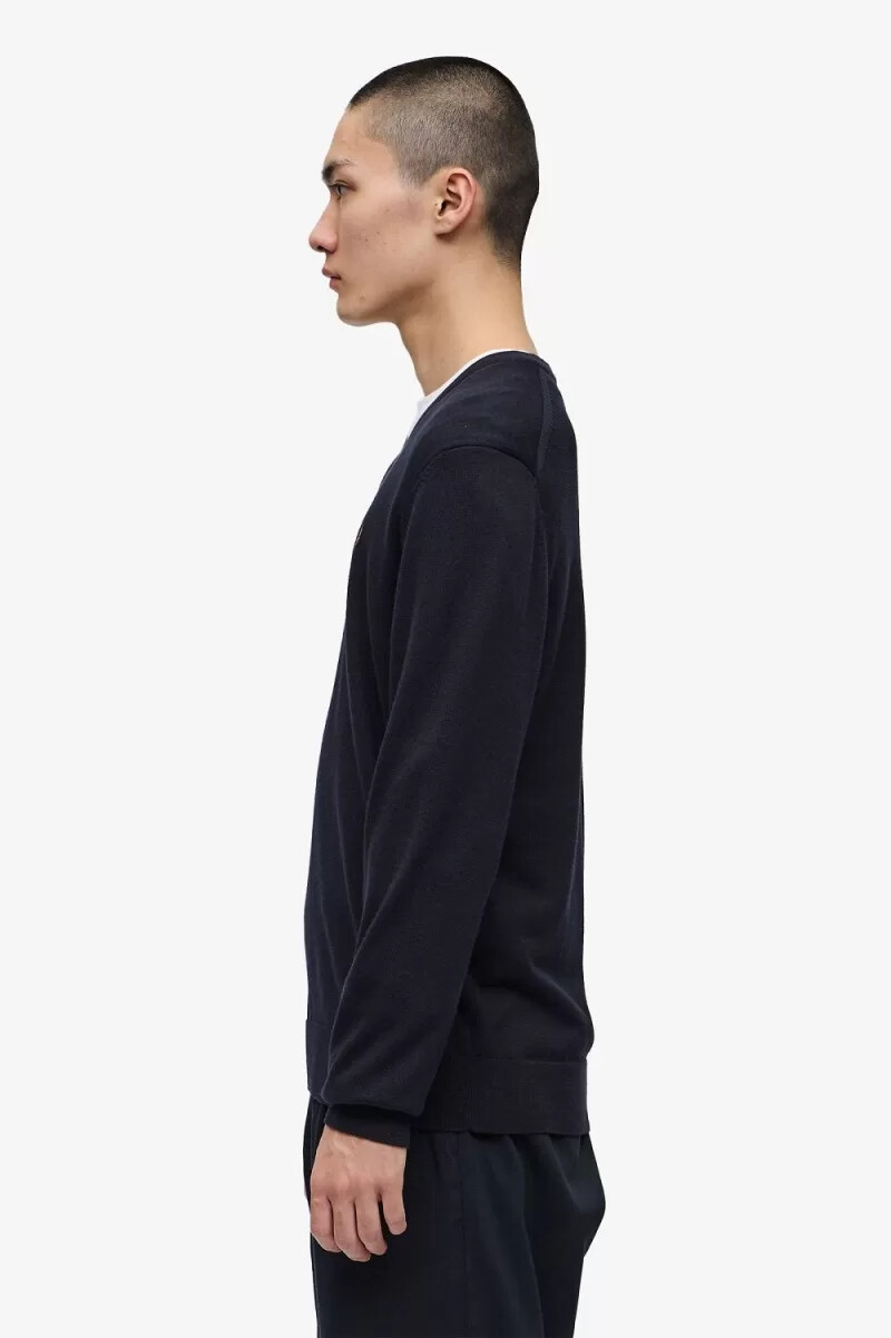 fred perry classic v-neck mens jumper navy
