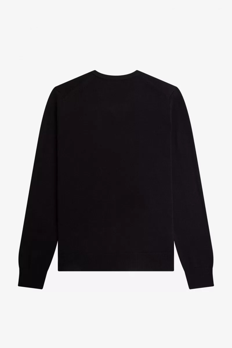 fred perry classic v-neck mens jumper black
