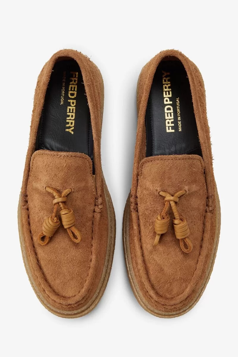fred perry dawson tassel mens loafers dark coffee