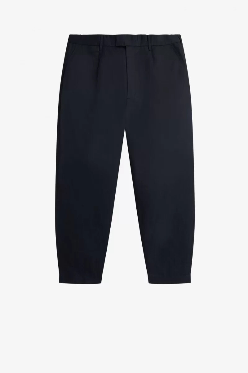 fred perry linen blend cropped mens pants navy