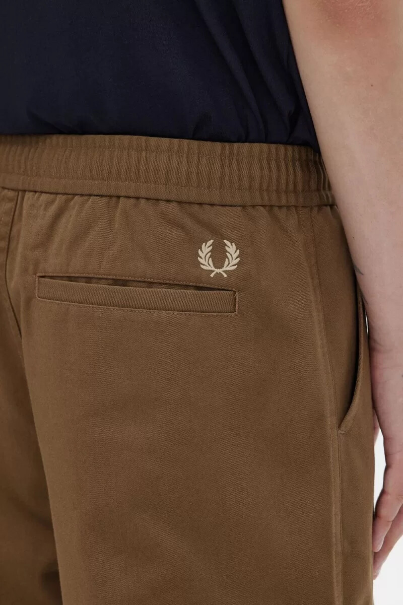 fred perry wide leg drawstring mens pants brown