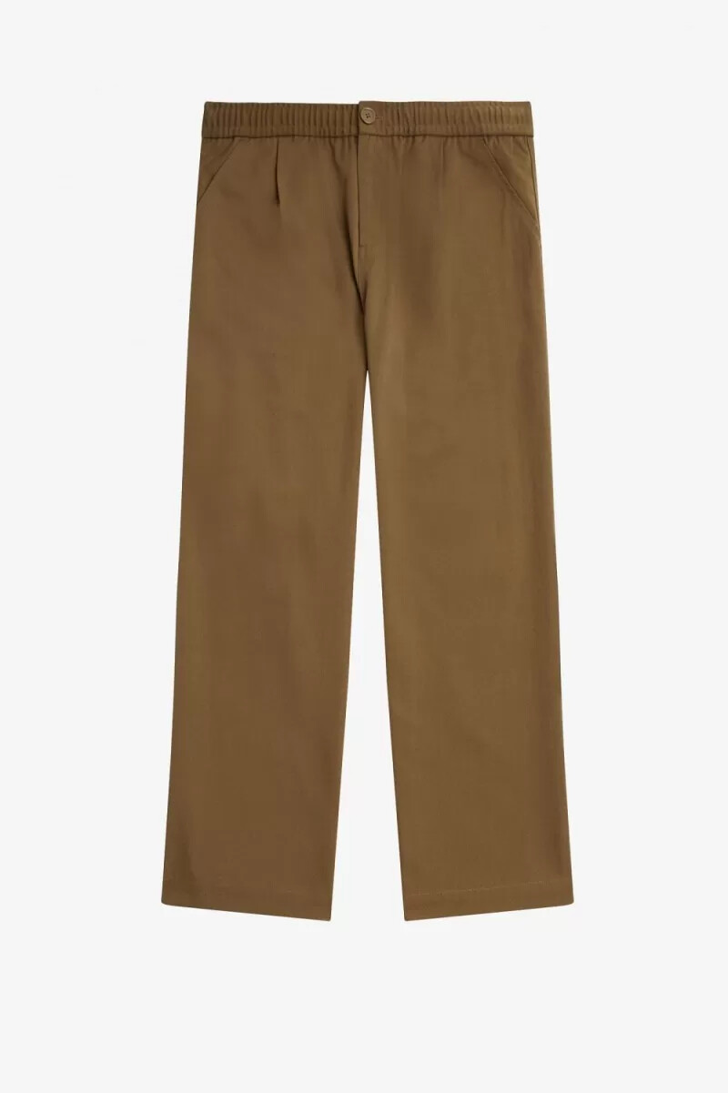 fred perry wide leg drawstring mens pants brown