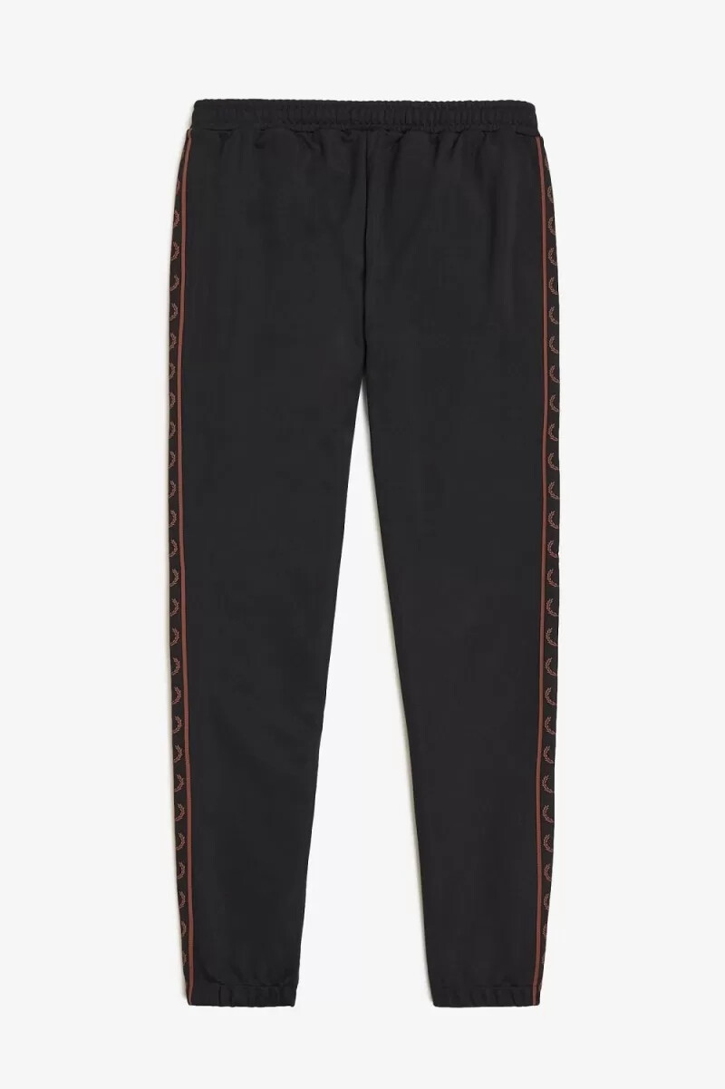 fred perry seasonal taped track mens pants black whisky brown