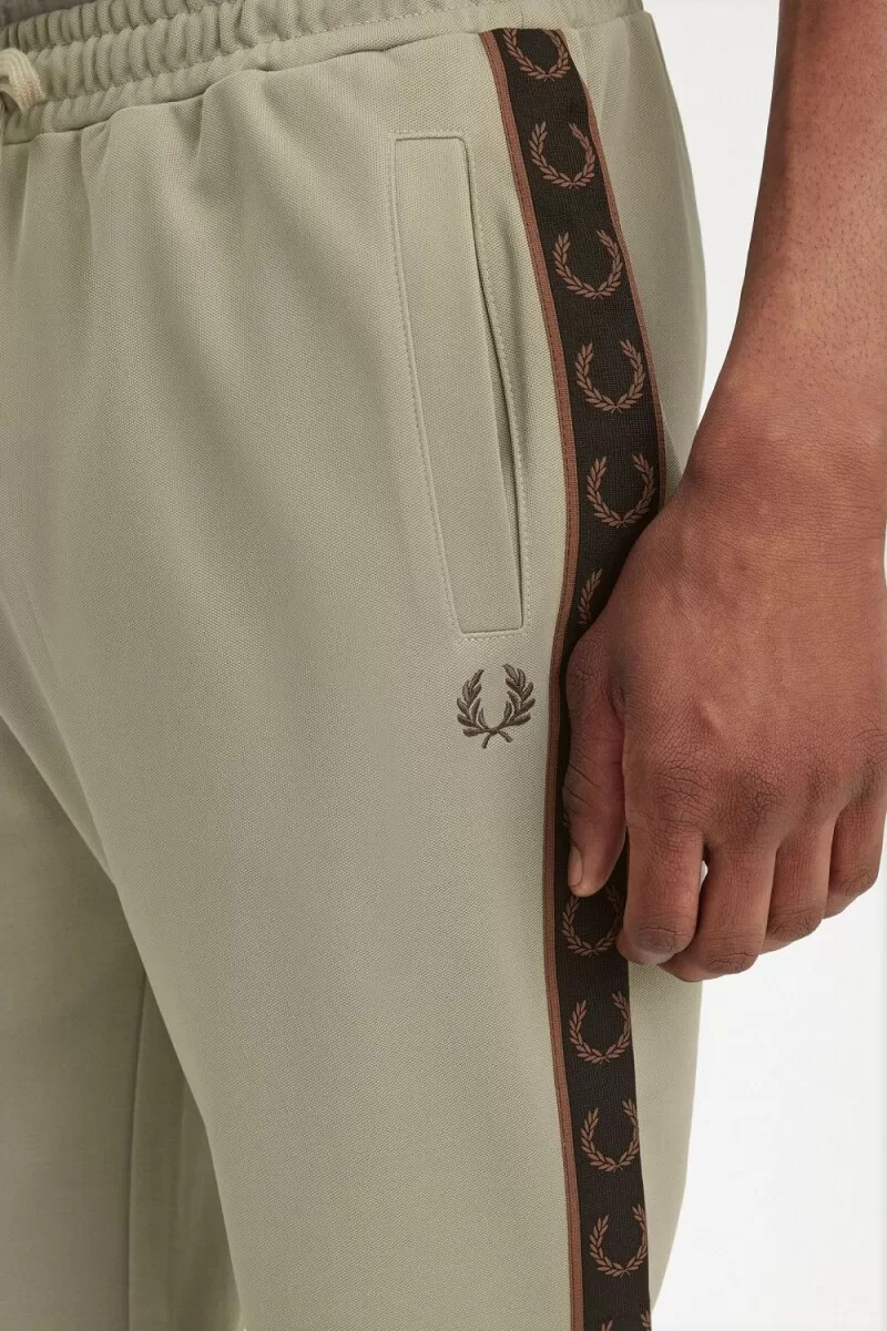 fred perry contrast tape track mens pants warm grey dark red