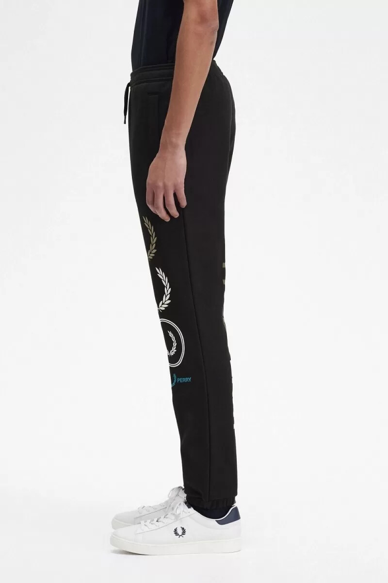 fred perry graphic branding sweat mens pants black