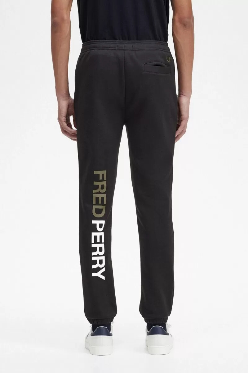 fred perry graphic branding sweat mens pants black