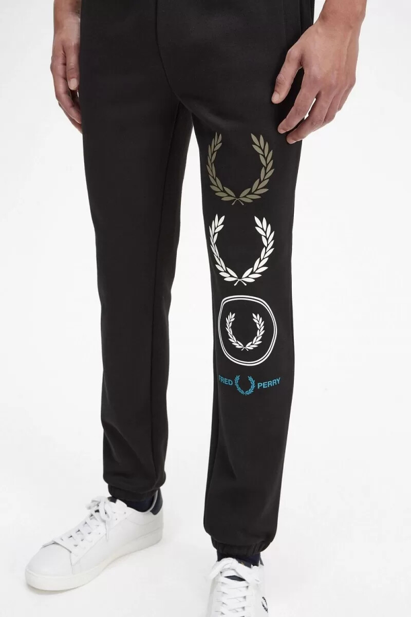 fred perry graphic branding sweat mens pants black
