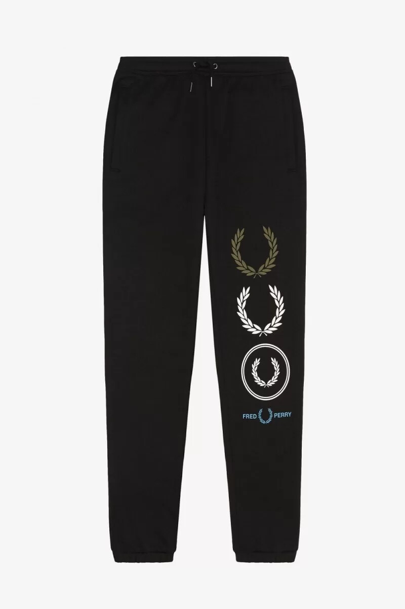 fred perry graphic branding sweat mens pants black