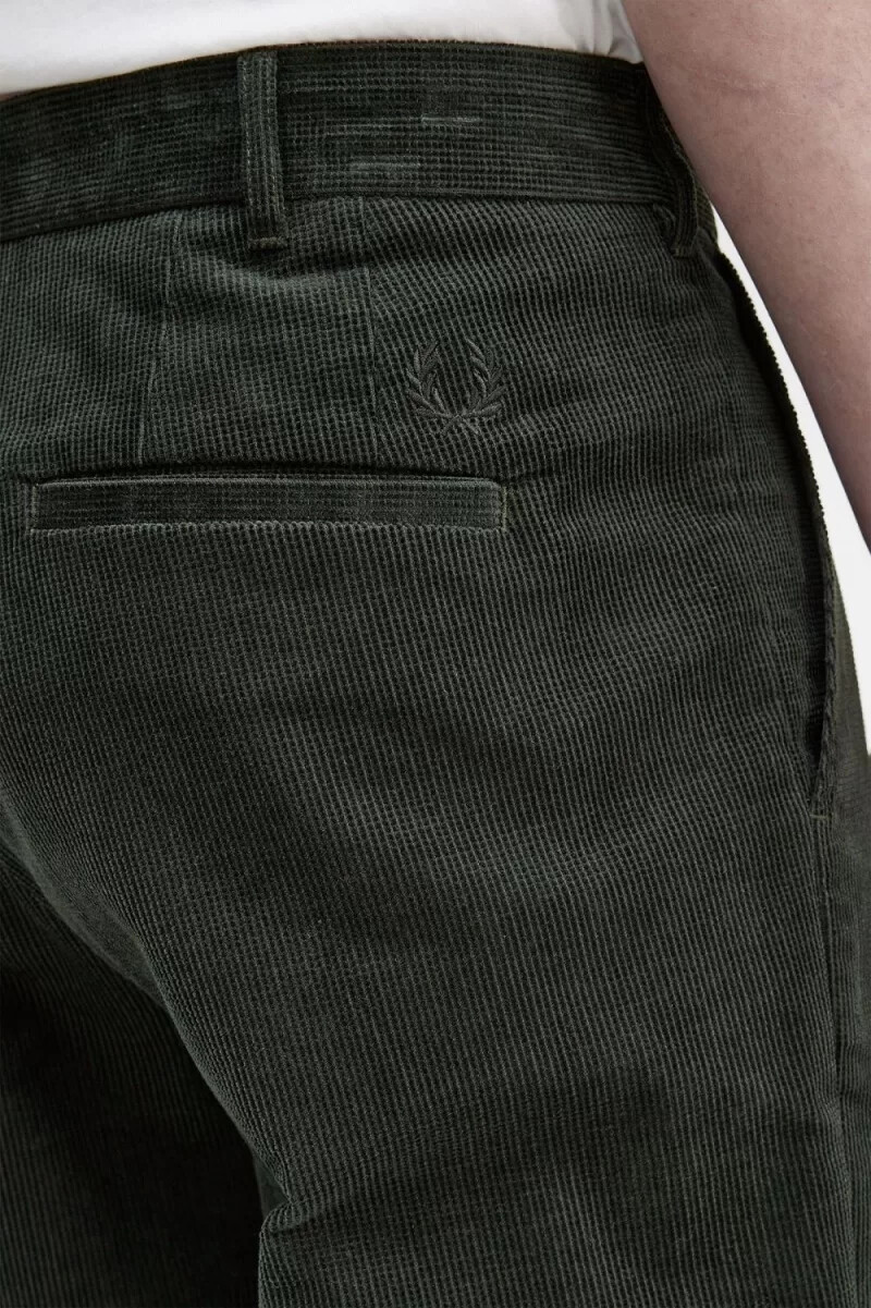 fred perry waffle cord tapered mens pants night green
