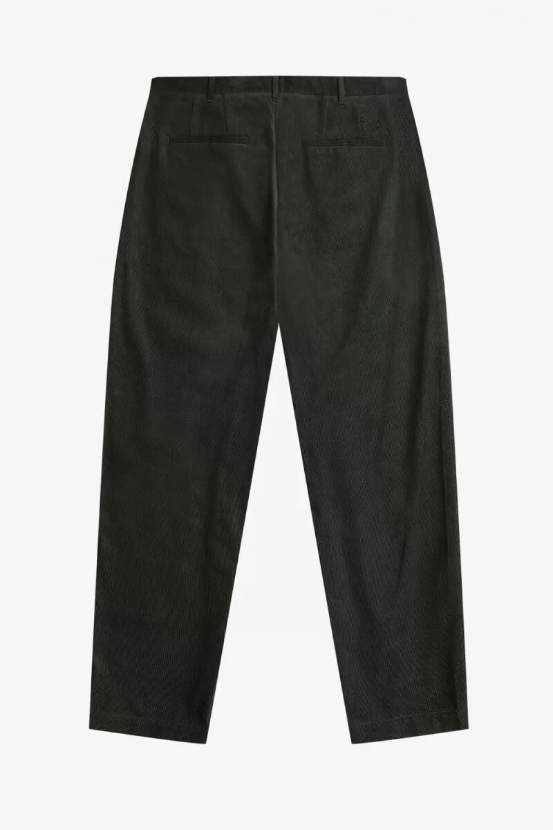 fred perry waffle cord tapered mens pants night green