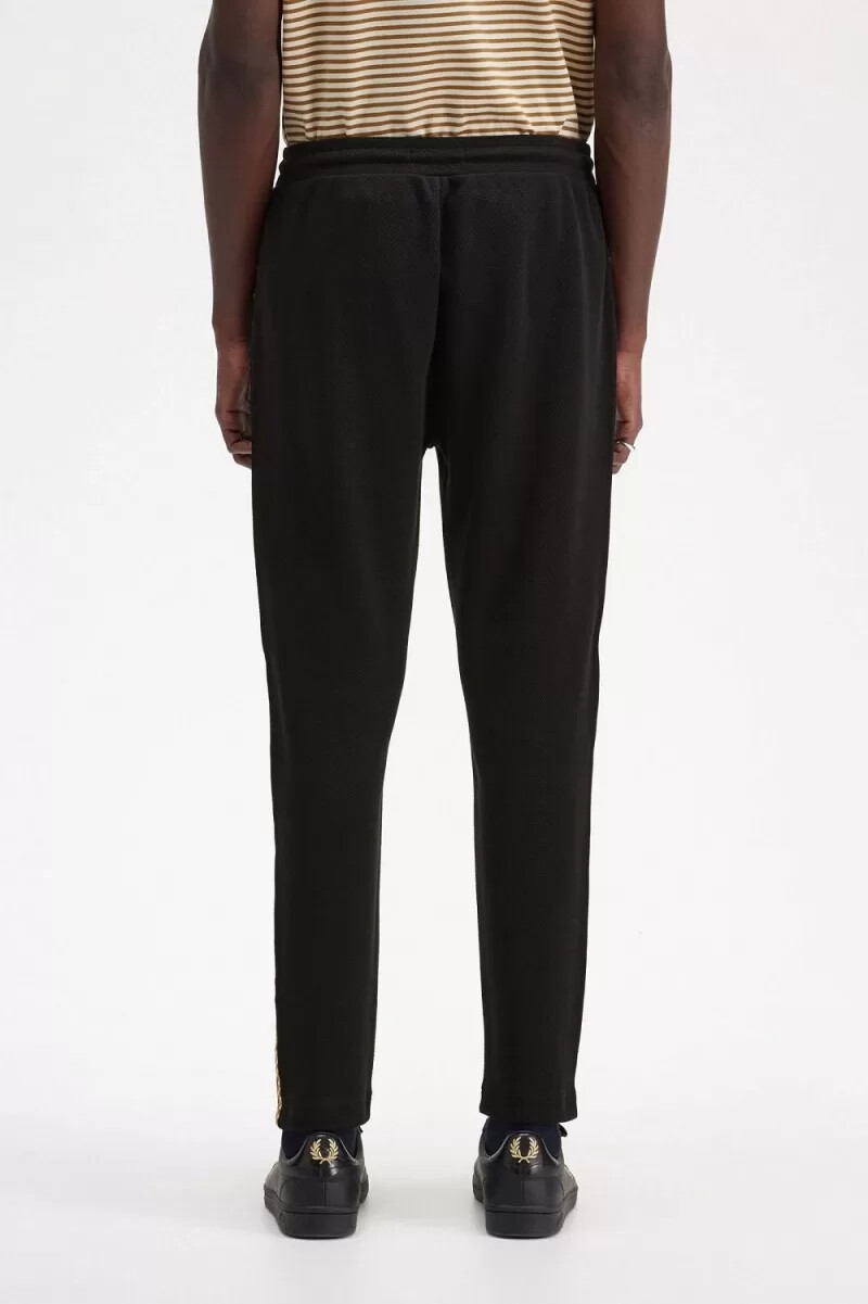 fred perry chequerboard tape track mens pants black