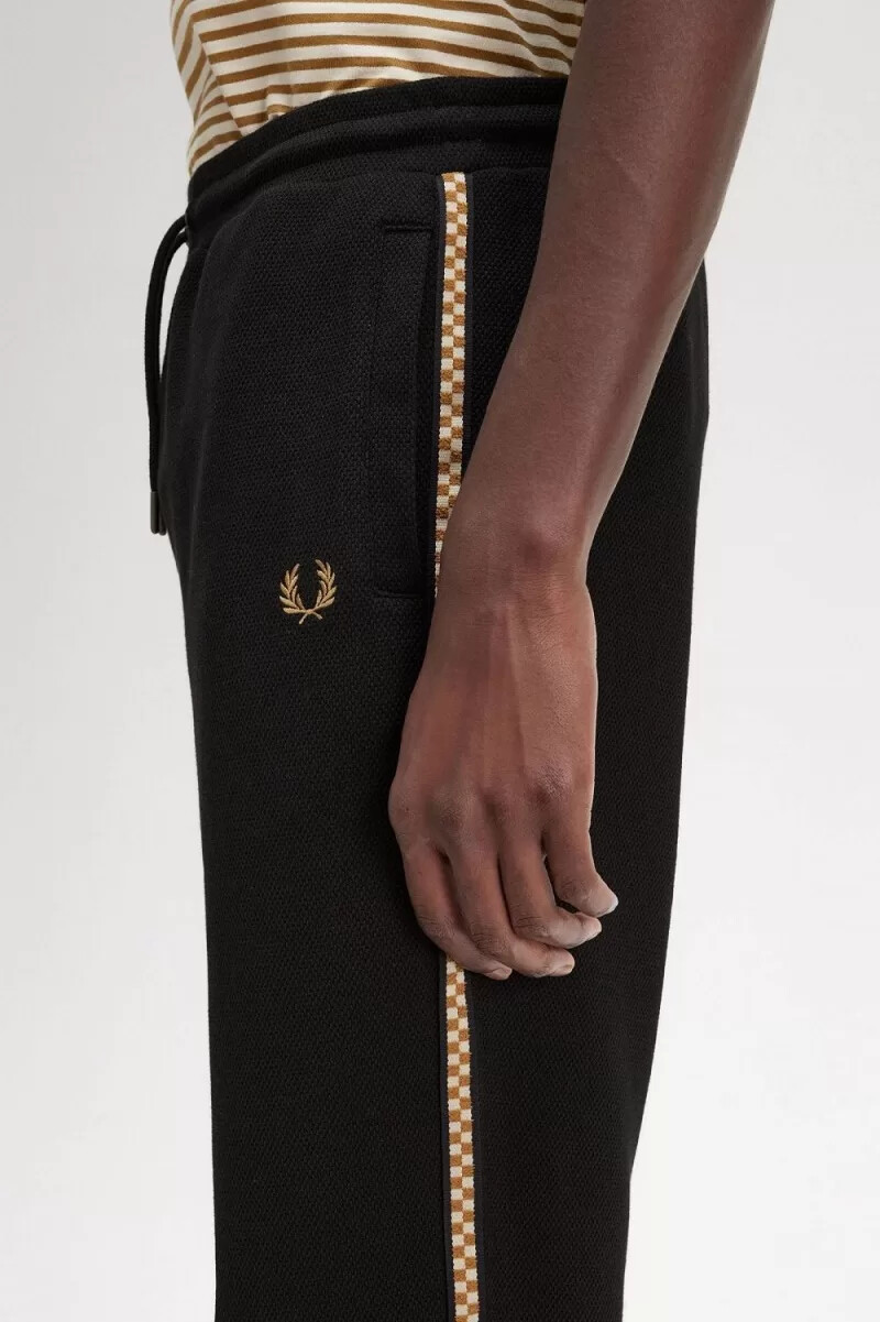 fred perry chequerboard tape track mens pants black