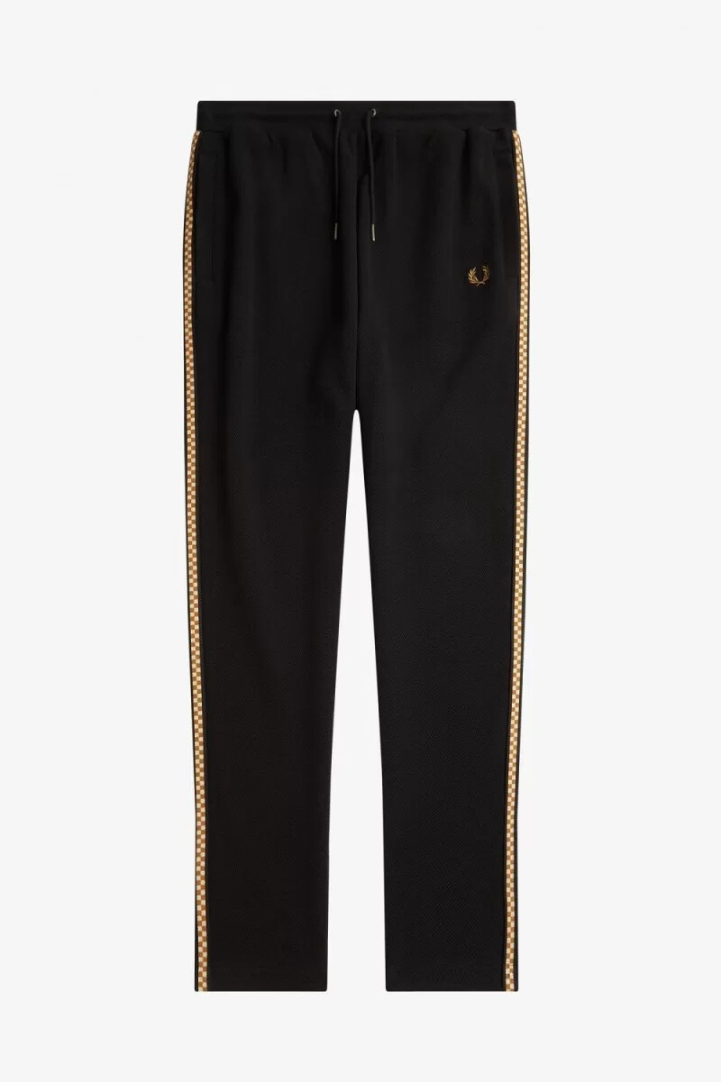 fred perry chequerboard tape track mens pants black
