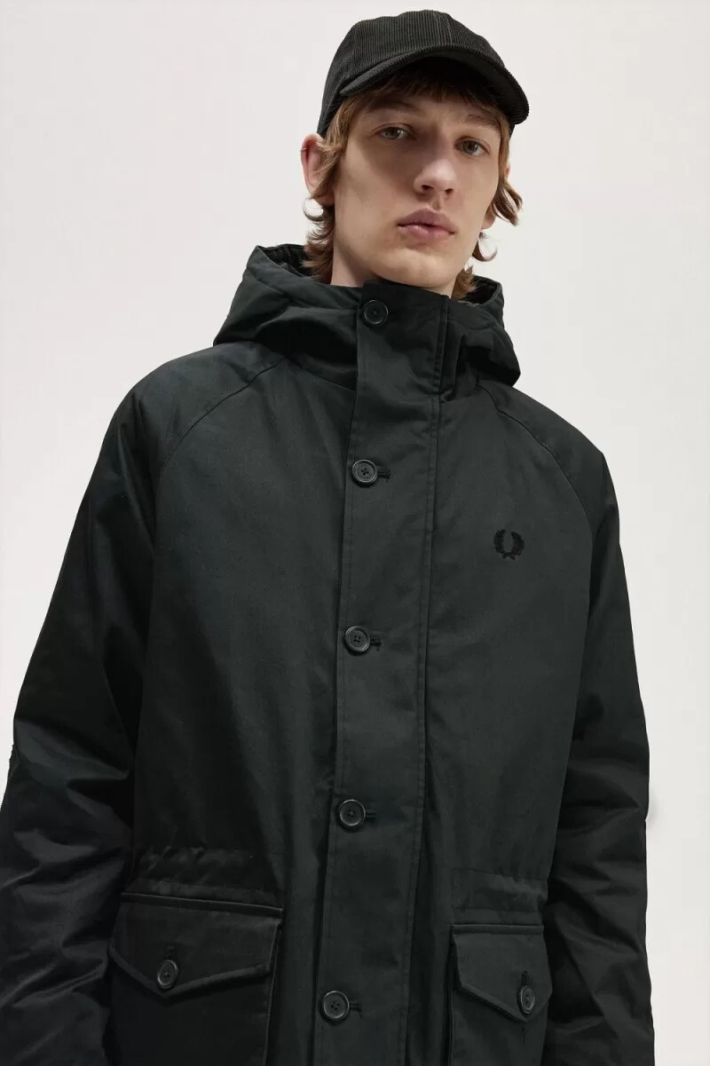 fred perry short snorkel mens parka night green