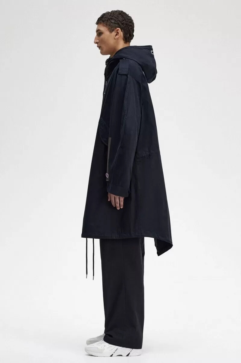 fred perry printed patch mens parka black