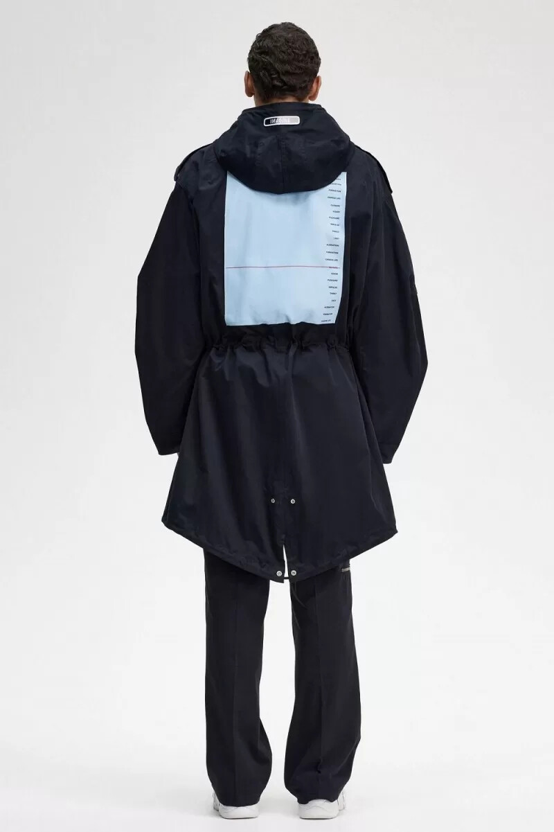 fred perry printed patch mens parka black