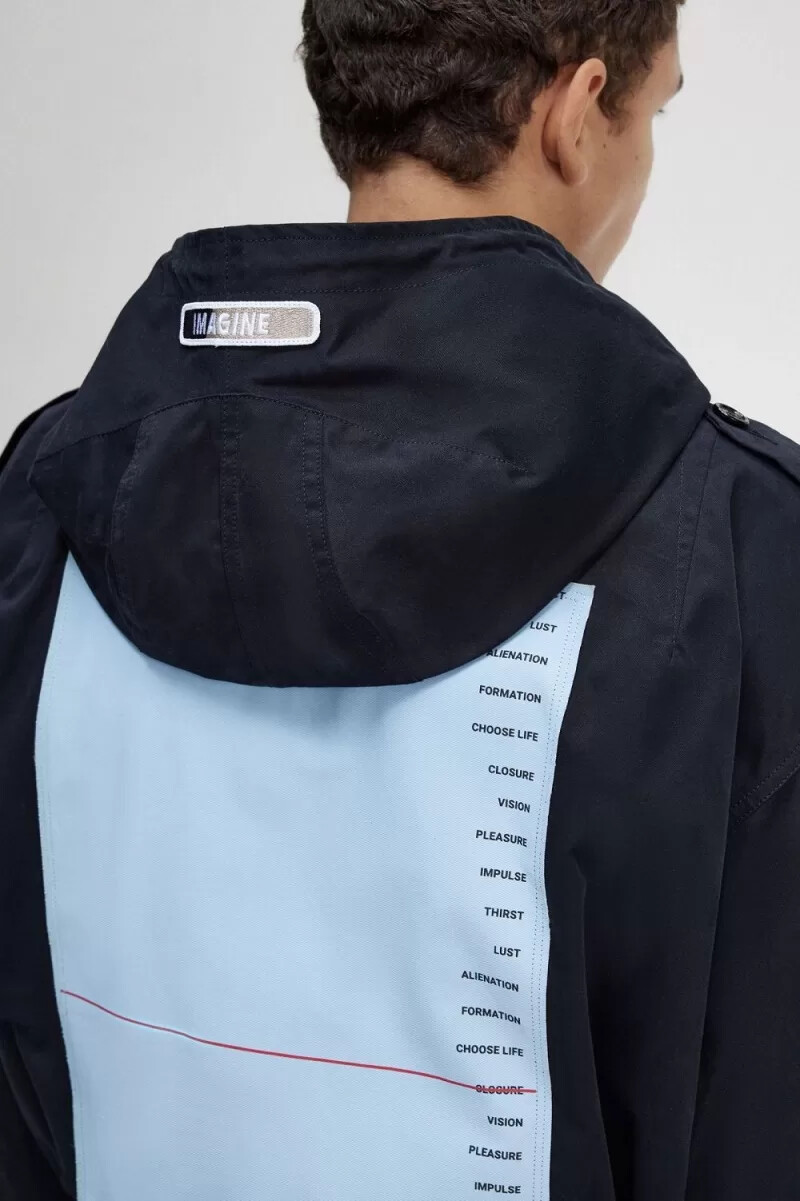 fred perry printed patch mens parka black