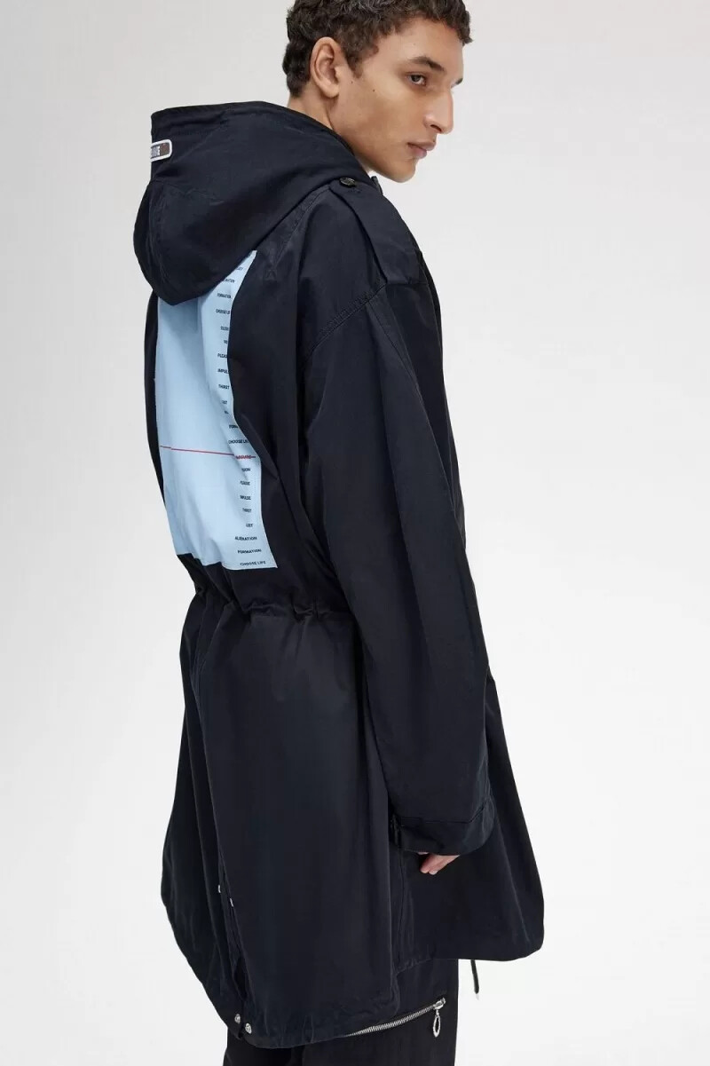 fred perry printed patch mens parka black