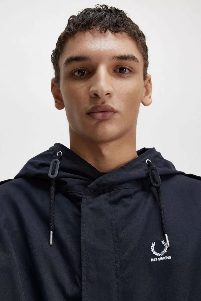 fred perry printed patch mens parka black