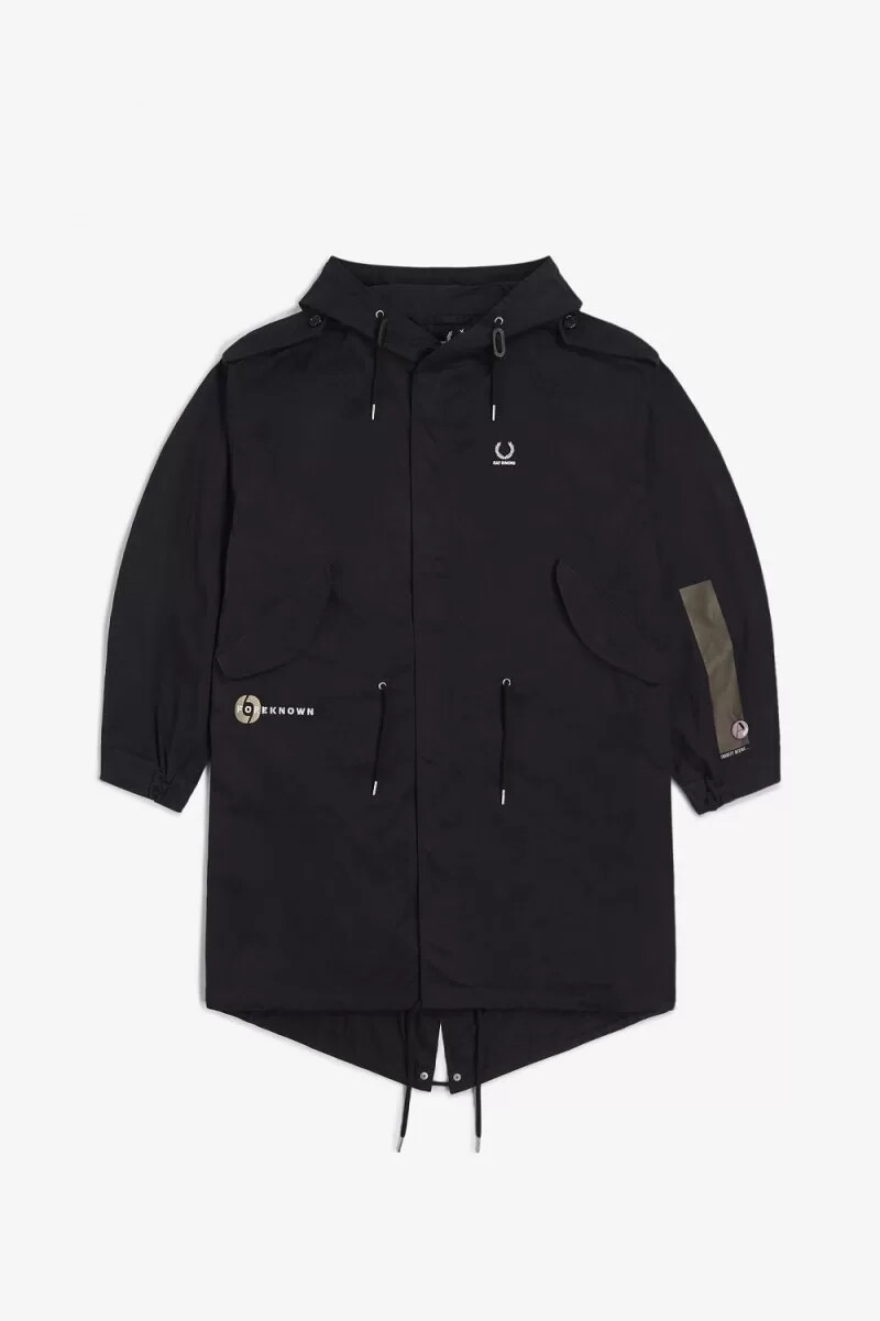 fred perry printed patch mens parka black