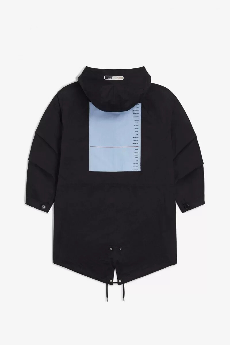 fred perry printed patch mens parka black