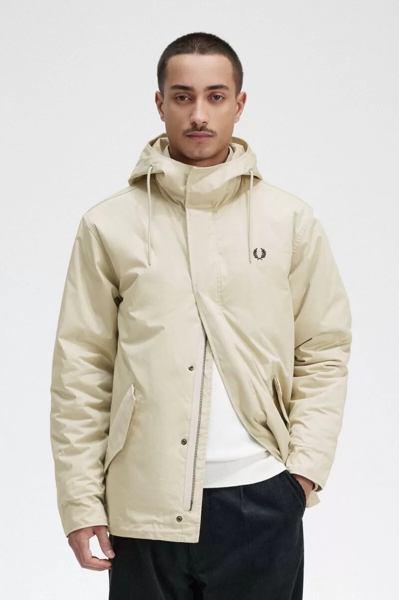 fred perry short padded mens parka light mint