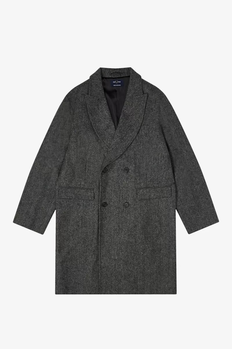 fred perry double breasted mens parka black
