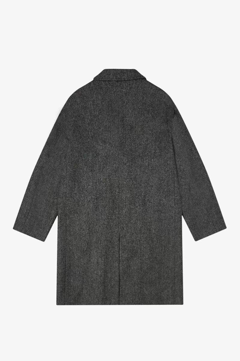 fred perry double breasted mens parka black