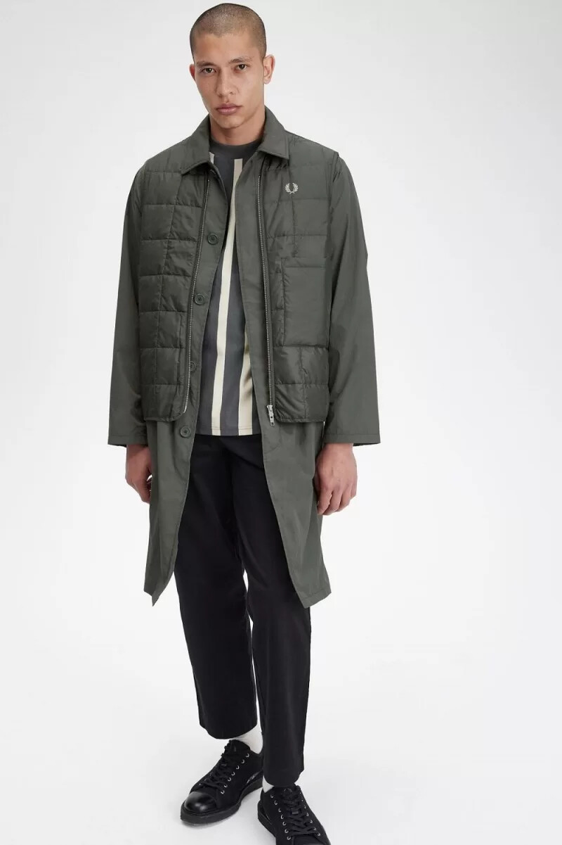 fred perry shell mac mens parka field green