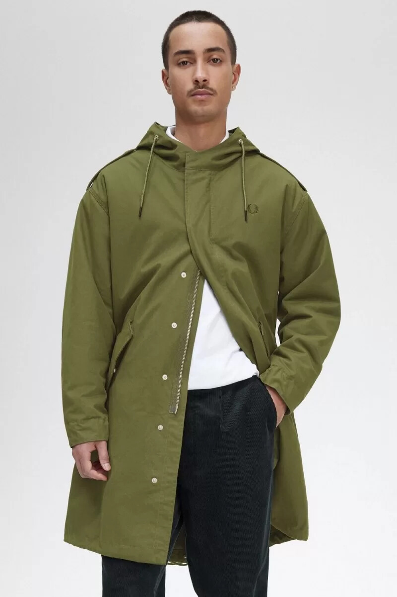 fred perry faux fur lined mens parka parka green