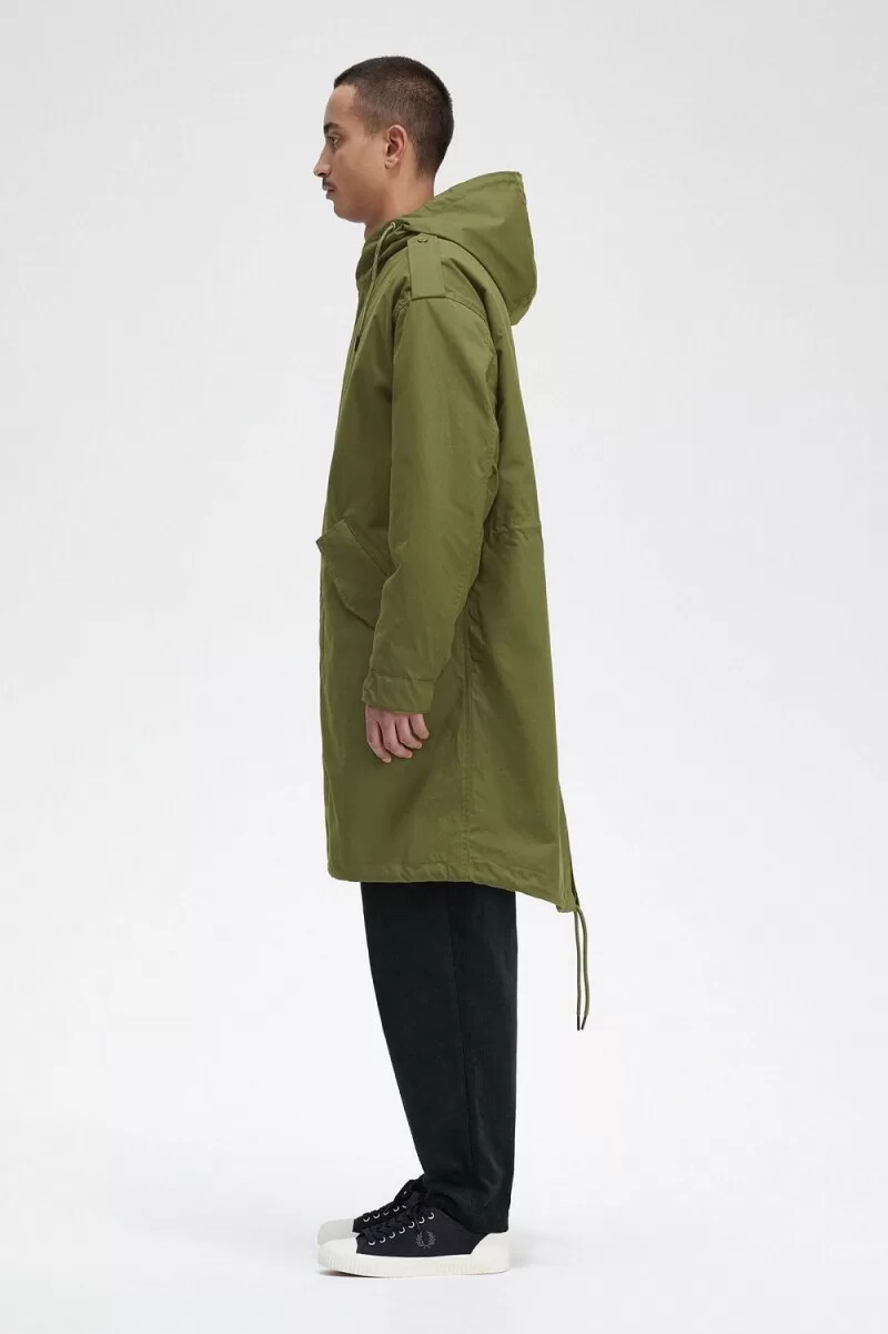 fred perry faux fur lined mens parka parka green