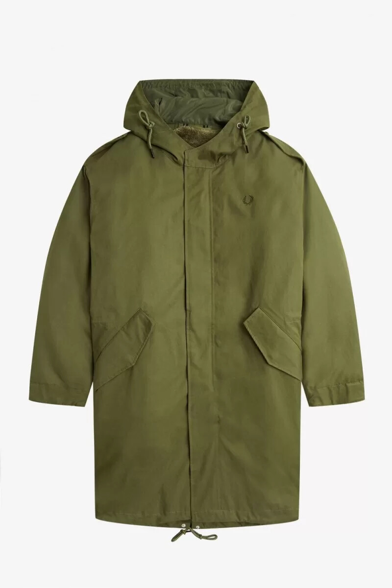 fred perry faux fur lined mens parka parka green