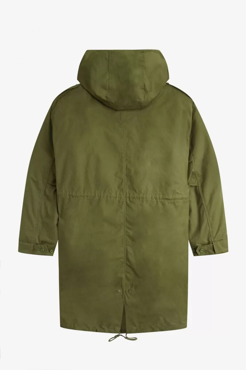 fred perry faux fur lined mens parka parka green