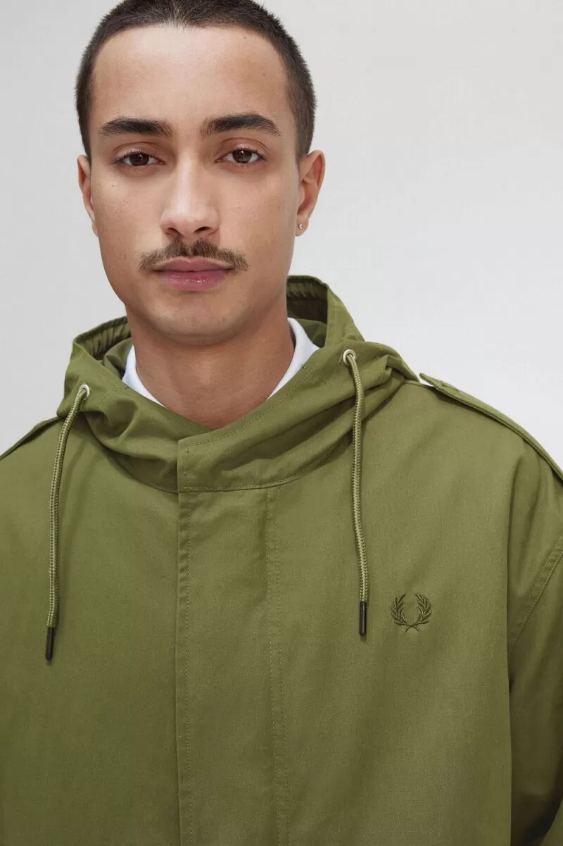 fred perry faux fur lined mens parka parka green