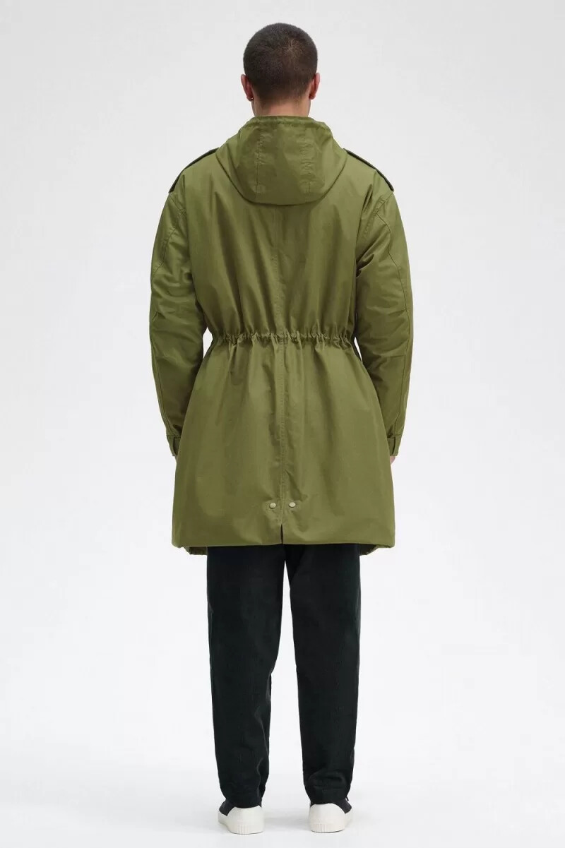 fred perry faux fur lined mens parka parka green