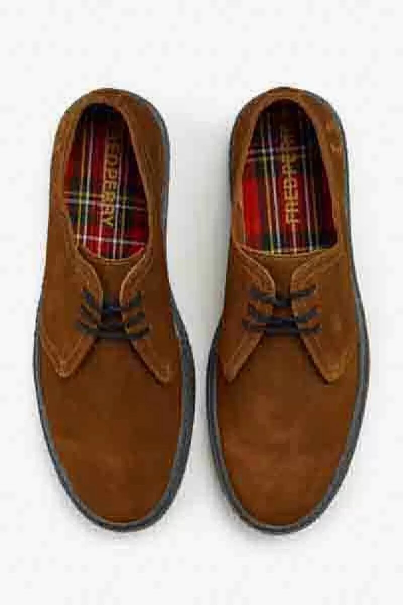 fred perry linden mens plimsolls red brown